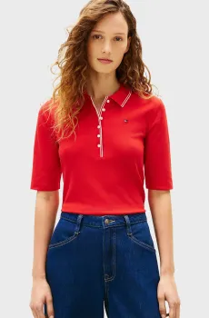 Женское красное поло TIPPING Красный L Tommy Hilfiger WW0WW49828