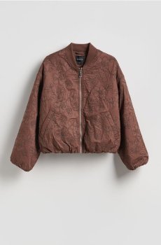 Reserved - Бомбер з вишивкою - темно коричневий - 454IA-89X