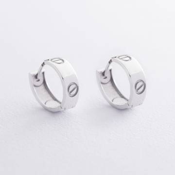 Серьги - кольца "Love" в белом золоте с05479 Серьги - кольца "Love" в белом золоте с05479