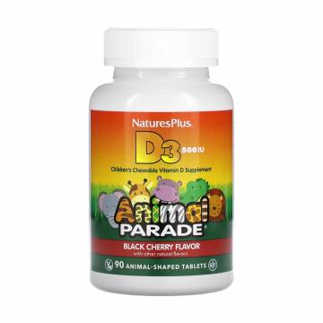 Витaмин D3 для детей NaturesPlus Animal Parade со вкусом черной вишни, 90 жевательных таблеток Витaмин D3 для детей NaturesPlus Animal Parade со вкусом черной вишни, 90 жевательных таблеток