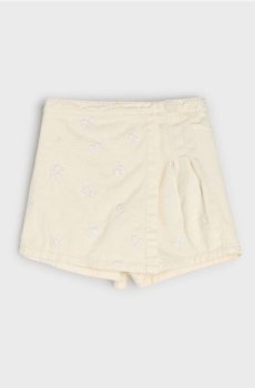 Спідниця-шорти з вишитим квітковим мотивом - кремовий