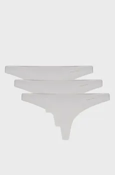 Женские белые трусики (3 шт) THONG Белый L Calvin Klein 000QD3558E