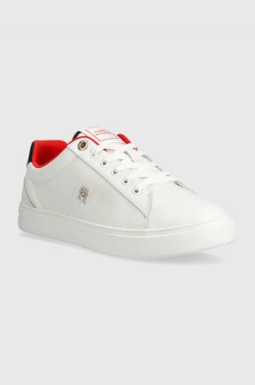 Кожаные кроссовки Tommy Hilfiger ESSENTIAL ELEVATED COURT SNEAKER цвет белый FW0FW07685 Кожаные кроссовки Tommy Hilfiger ESSENTIAL ELEVATED COURT SNEAKER цвет белый FW0FW07685