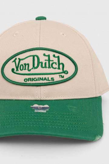 Хлопковая кепка Von Dutch цвет зелёный с аппликацией Хлопковая кепка Von Dutch цвет зелёный с аппликацией
