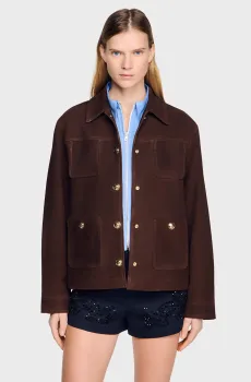 Женская коричневая куртка Коричневый 40 Sandro SFPBL01332_Black Brown