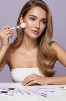 Пензлики для макіяжу, 9 шт. - Фіолетовий