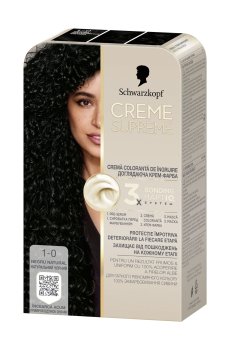 Перманентная крем-краска для волос Creme Supreme 1-0 Натуральный черный, 182 мл
