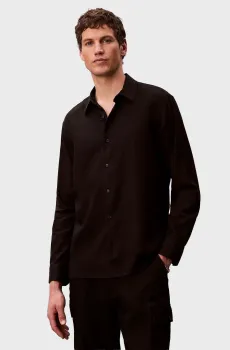 Мужская черная льняная рубашка CLASSIC Черный M Calvin Klein LV04LE125G