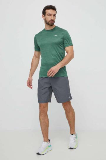 Футболка для тренинга Reebok Athlete цвет зелёный однотонная 100075604 Футболка для тренинга Reebok Athlete цвет зелёный однотонная 100075604