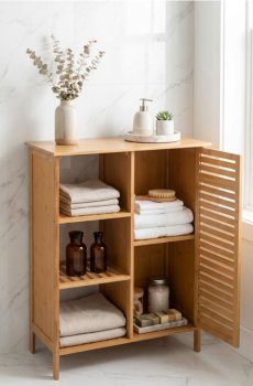 Підлогова шафка з полицями та закритою частиною - бежевий