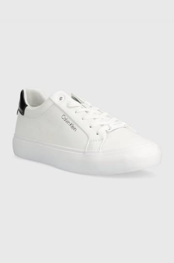 Кожаные кроссовки Calvin Klein VULC LACE UP цвет белый HW0HW01681 Кожаные кроссовки Calvin Klein VULC LACE UP цвет белый HW0HW01681