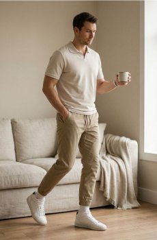 Бавовняна сорочка поло - нюдовий