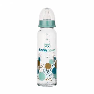 Детская стеклянная бутылочка для кормления Baby-Nova Декор, средний поток, с рождения до 2 лет, голубая, 240 мл (3960325) Детская стеклянная бутылочка для кормления Baby-Nova Декор, средний поток, с рождения до 2 лет, голубая, 240 мл (3960325)