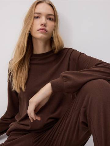 Reserved - Гладкий світшот - коричневий - 719IU-88X