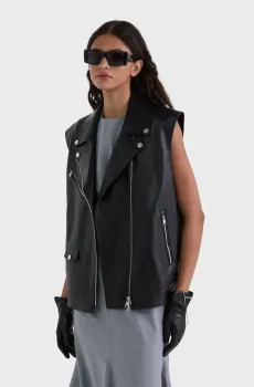 Женский черный жилет Biker Gilet Черный 44 Karl Lagerfeld A3W14061