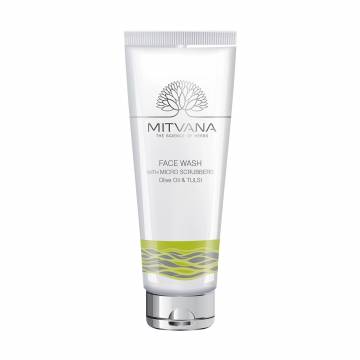 Гель-скраб для умывания Mitvana Face Wash with Micro Scrubbers Olive Oil & Tulsi, 100 мл Гель-скраб для умывания Mitvana Face Wash with Micro Scrubbers Olive Oil & Tulsi, 100 мл