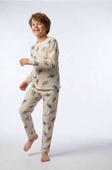 Двокомплектна піжама з принтом динозаврів - нюдовий