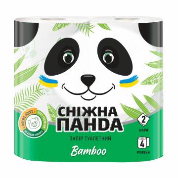 Туалетная бумага Сніжна Панда Bamboo белая, 2-слойная, 150 отрывов, 4 рулона Туалетная бумага Сніжна Панда Bamboo белая, 2-слойная, 150 отрывов, 4 рулона