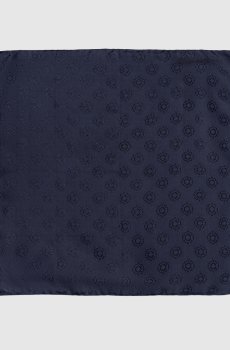 Синий платок из шелка в тканом узоре
