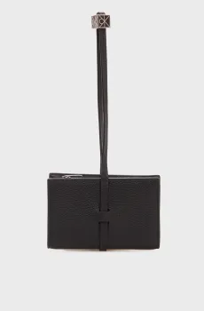 Женский черный кожаный кошелек EMBLEM Черный ONESIZE Calvin Klein LV04F1130G