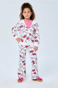 Розкльошені штани з візерунком Hello Kitty - білий
