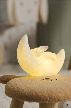 Нічна лампа з мотивом сплячого кролика - білий