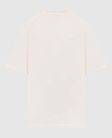 Бежевая футболка с вышивкой логотипа