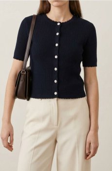 Рельєфний кардиган на ґудзиках - чорний