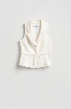 Reserved - Жилет із зав’язкою в талії - білий - 565KK-00X