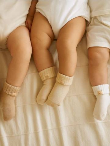Протиковзкі шкарпетки, упаковка з 3 штук - бежевий