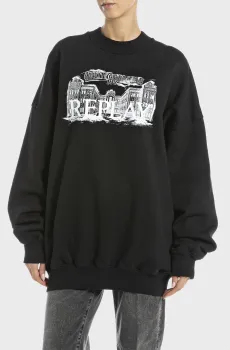 Женский черный свитшот Черный L Replay W3505 .000.23942