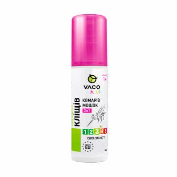 Детский спрей 3 в 1 Vaco Kids комаров, клещей и мошек, от 1 года, 80 мл Детский спрей 3 в 1 Vaco Kids комаров, клещей и мошек, от 1 года, 80 мл