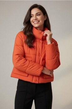 Квітована куртка puffer - мандариновий