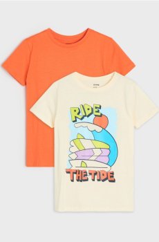 Бавовняні футболки з серфінг-принтом 2 pack - кремовий