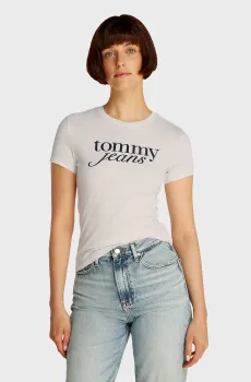 Женская белая футболка TJW SLIM ESSENTIAL LOGO Белый XS Tommy Jeans DW0DW19447