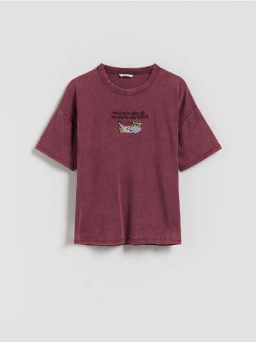 Reserved - Футболка з вишивкою - буряковий - 482FT-83X