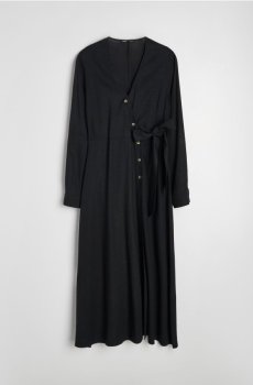 Сукня міді з декоративною зав’язкою з віскозою - чорний