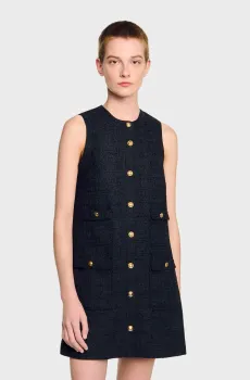 Женский черный  сарафан Черный 36 Sandro SFPRO04000_Black