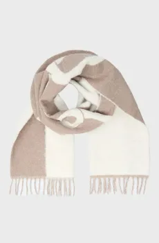 Женский бежевый шерстяной шарф K SIGNATURE WOVEN SCARF Бежевый ONESIZE Karl Lagerfeld 246W3308