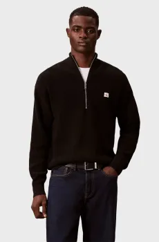 Мужская черная кофта COTTON WAFFLE QUARTER Черный L Calvin Klein Jeans LV04RE308G