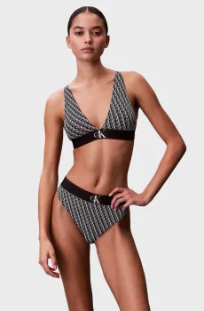 Женский черный бюстгальтер с узором LIGHTLY Черный XL Calvin Klein LV00QF8703