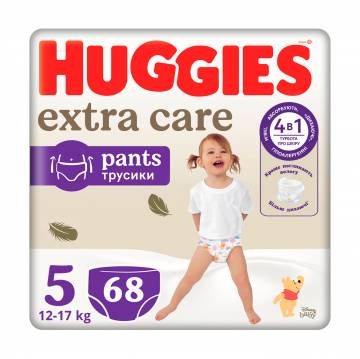 Подгузники-трусики Huggies Extra Care Pants размер 5 (12-17 кг), 68 шт Подгузники-трусики Huggies Extra Care Pants размер 5 (12-17 кг), 68 шт