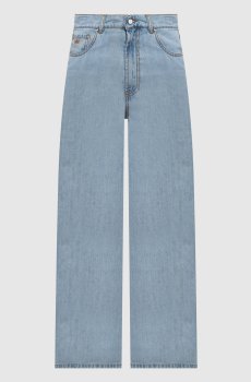 Голубые джинсы с вышивкой монограммы
