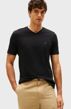 Мужская черная футболка ESSENTIAL V-NECK Черный M Tommy Hilfiger MW0MW39249