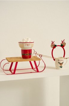 Різдвяний піднос для сервірування у формі санок - бежевий