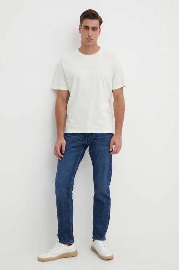 Хлопковая футболка Pepe Jeans Dave Tee мужская цвет бежевый с принтом PM509231 Хлопковая футболка Pepe Jeans Dave Tee мужская цвет бежевый с принтом PM509231
