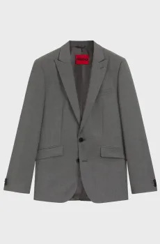 Мужской серый шерстяной пиджак Серый 52 HUGO 50555240;034