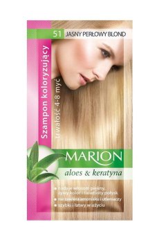 Уценка! Оттеночный шампунь для волос Marion Aloe & Keratin Hair Color Shampoo 51 Light Pearl Blonde, 40 мл
