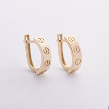 Серьги "Love" в желтом золоте с09343 Серьги "Love" в желтом золоте с09343
