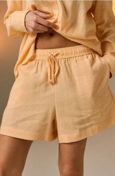 Шорти зі сумішшю льону - світло-помаранчевий
